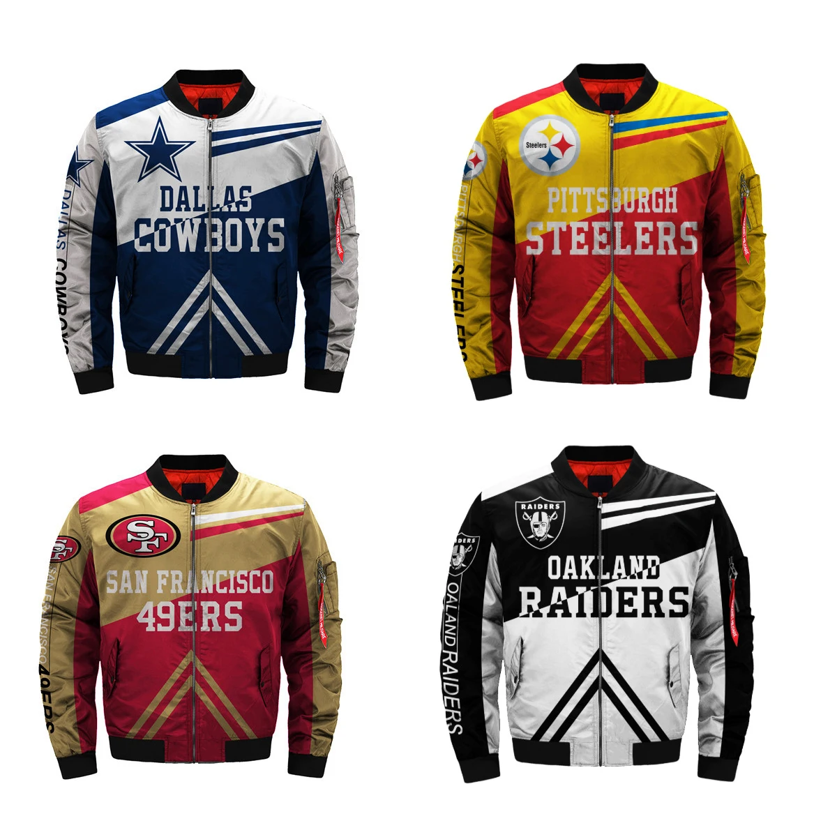 

Мужская зимняя куртка Cowboys Steelers Browns Патриоты 49ers пальто 3D цифровой печати футбол все команды на молнии бомбер бейсбольные куртки