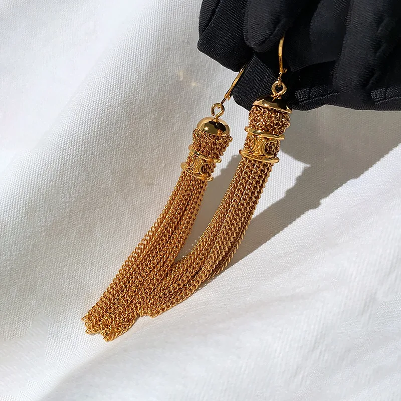 

Fashion Light Luxury Style Tassel Earrings Long Style Earrings For Women Trendy Lucky Gift Jewelry Accessories For Women