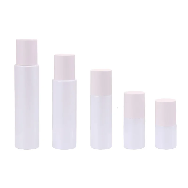 

Glass Bottle Empty White Lotion Spray Pump Whiteness 10Pcs Plastic Cover 20ml 30ml 60ml 100ml 120ml Refillable Glass Vials