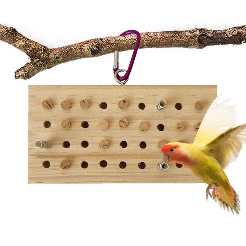 

Wooden Parrot Toys Bird Climbing Toy Parrot Chew Toys Wood Chew Toy Parrot Biting Toys Parrot Chew Blocks With Metal Hook For