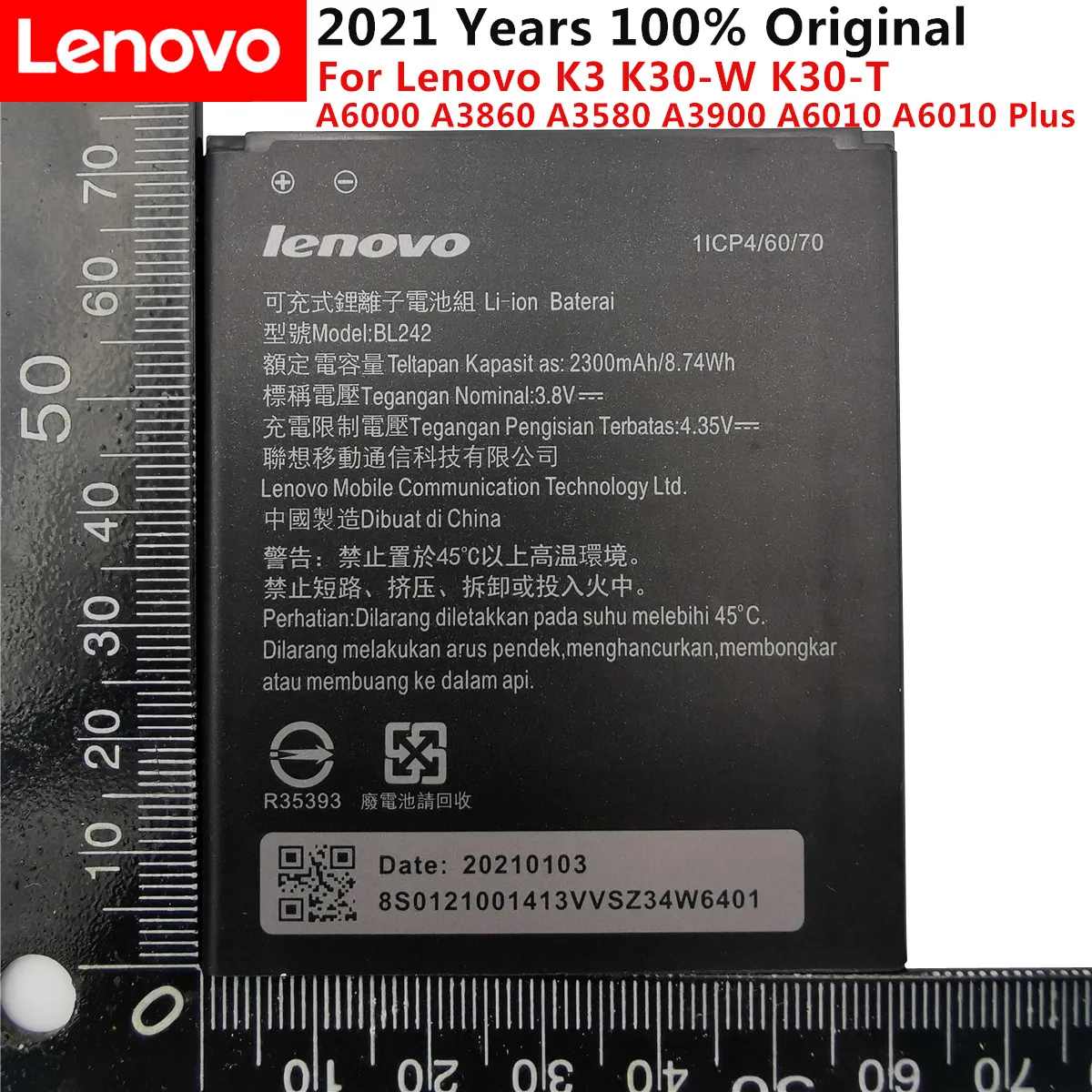 

100% Original BL242 Battery For lenovo K3 K30-W K30-T A6000 A3860 A3580 A3900 A6010 A6010 Plus Batterie Bateria Accumulator
