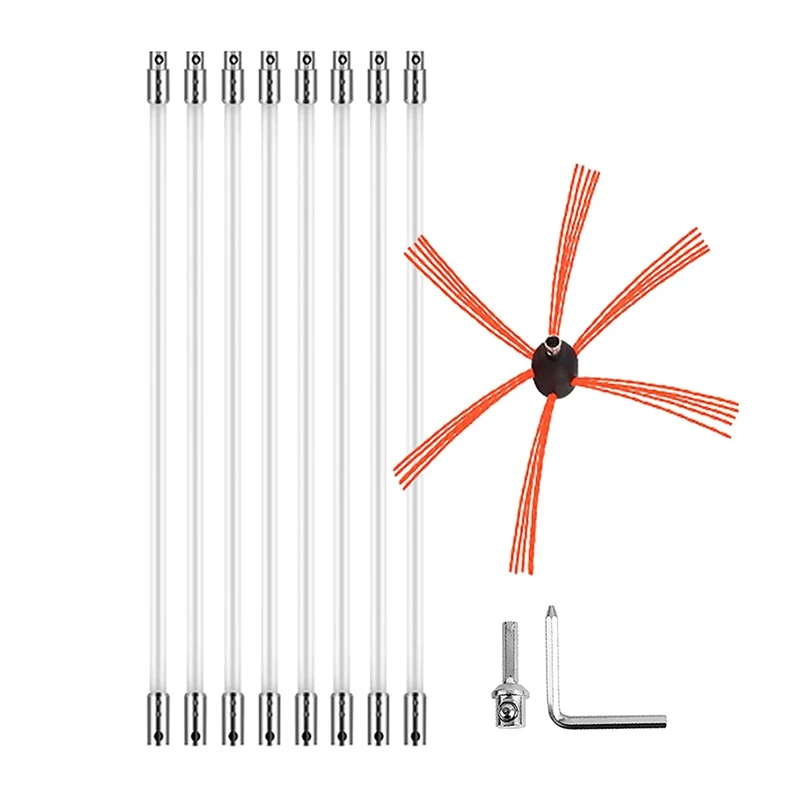 

Chimney Kit,26FT Chimney Cleaning Kit With Nylon Flexible Rods And Brush Head,For Cleaning Fireplace