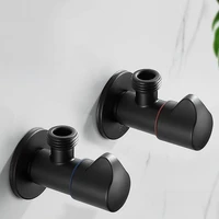 black bathroom angle valve kictchen water control filling valve faucets cold hot mixer tap accessories standard g12 304 stell