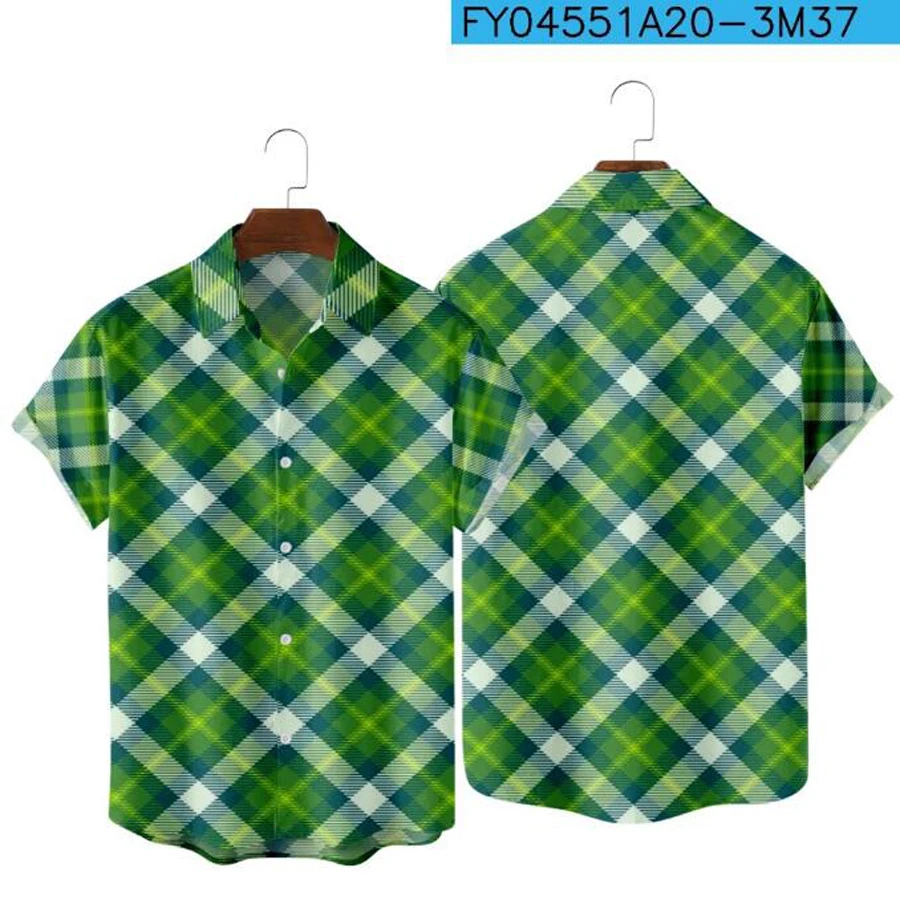 Рубашка мужская в красно-черную клетку модная Клетчатая блуза с коротким рукавом