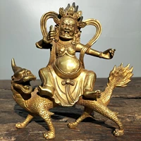 8 chinese folk collection old bronze gilt king kong black god of wealth huang caishen ride a dragon sitting buddha ornament