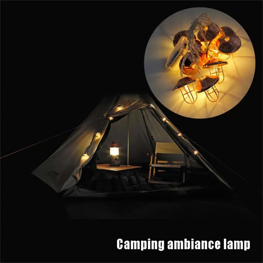 

Iron Camp String Lights Hanging Design Waterproof Wear Resistant LED String Lights for Camping