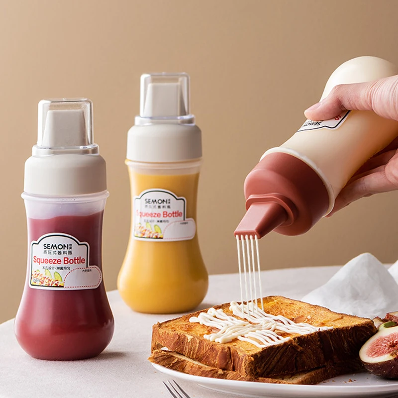 

Plastic Storage Jar Dispenser Cooking Portable Transparent Spice Jar Squeeze Mayonnaise Cosas De Cocina Kitchen Container OC50TL