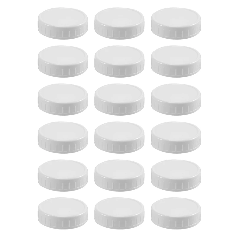 

18 Pack Plastic Regular Mouth Mason Jar Lids For Ball, Kerr And More - Food Grade White Plastic Storage Caps