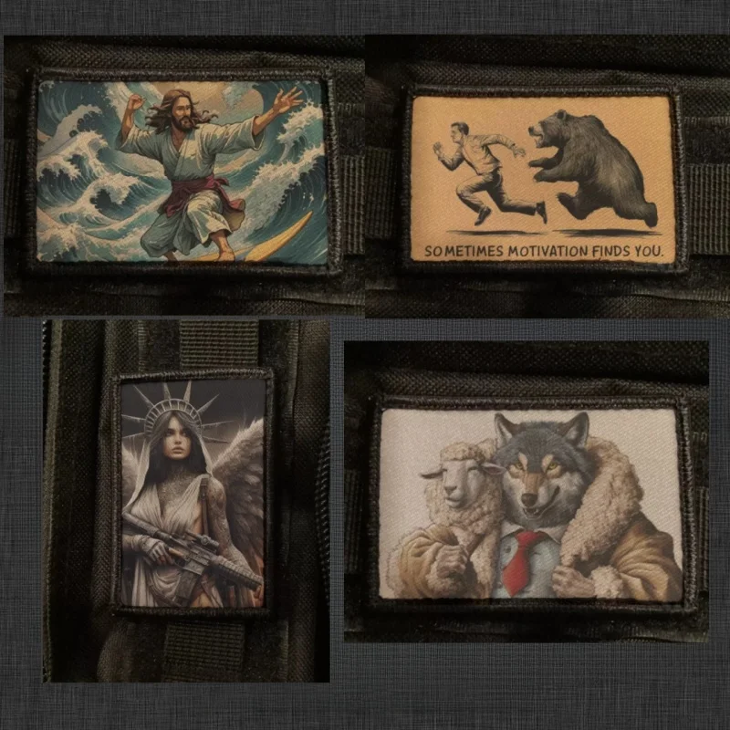 Тактическая нашивка волк в овчине забавная с принтом Иисуса на липучке эмблема