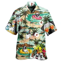 2022 tropical hawaiian shirt men 3d print funny animal unisex short sleeve shirt oversized top tee shirt homme man cunban blouse