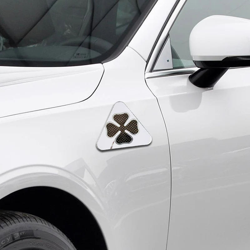 Наклейки на кузов автомобиля Alfa Romeo, аксессуары для авто, карбоновые наклейки в виде четырехлистного клевера, алюминиевые декоративные наклейки на крылья. (art.: 3920dcdfe0634) - 3920dcdfe0634