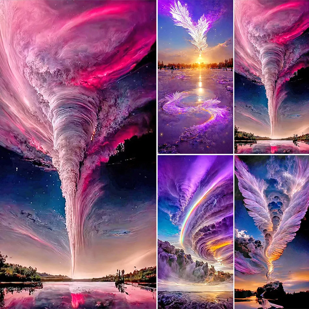 

Алмазная 5D картина «сделай сам», цветная картина «Торнадо», искусство, наборы для вышивки крестиком, домашний декор, Новое поступление 2023