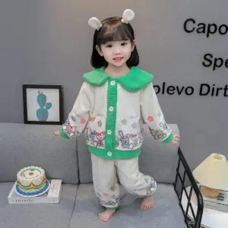 Фланелевая Пижама для девочек Disney Stellalou Linabell Kawaii осень-зима утепленная Теплая