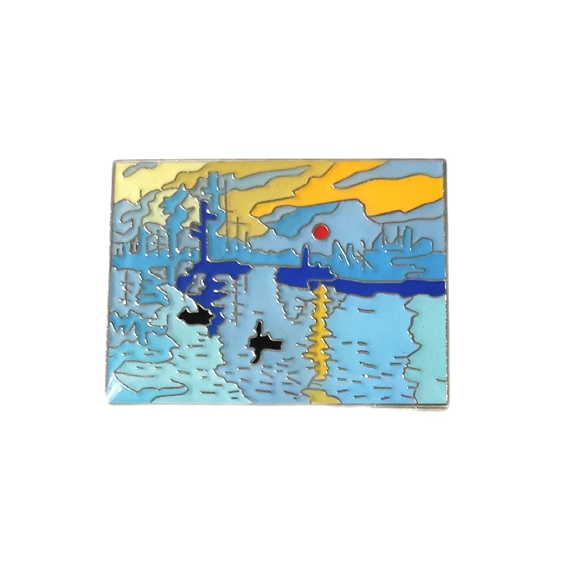 Monet Sunrise. Металлическая брошь Impression Metal с импрессионистской живописью живопись
