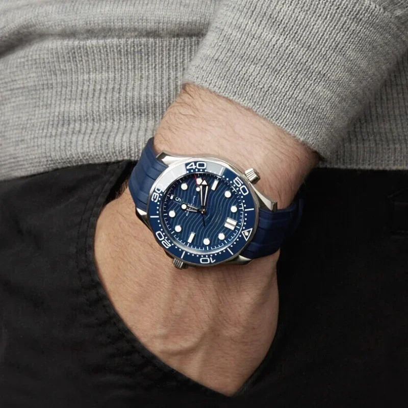 Фото Резиновый силиконовый ремешок для часов с изогнутым концом 20 мм для Omega для Seamaster 300, водонепроницаемый ремень на запястье для мужчин и женщин, браслет, аксессуары для часов №4