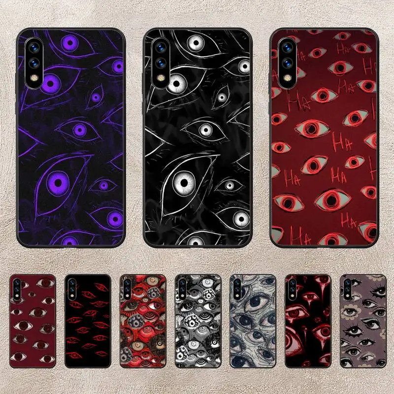 

Scary Face Eyes Smiley Phone Case For Huawei G7 G8 P7 P8 P9 P10 P20 P30 Lite Mini Pro P Smart Plus Cove Fundas