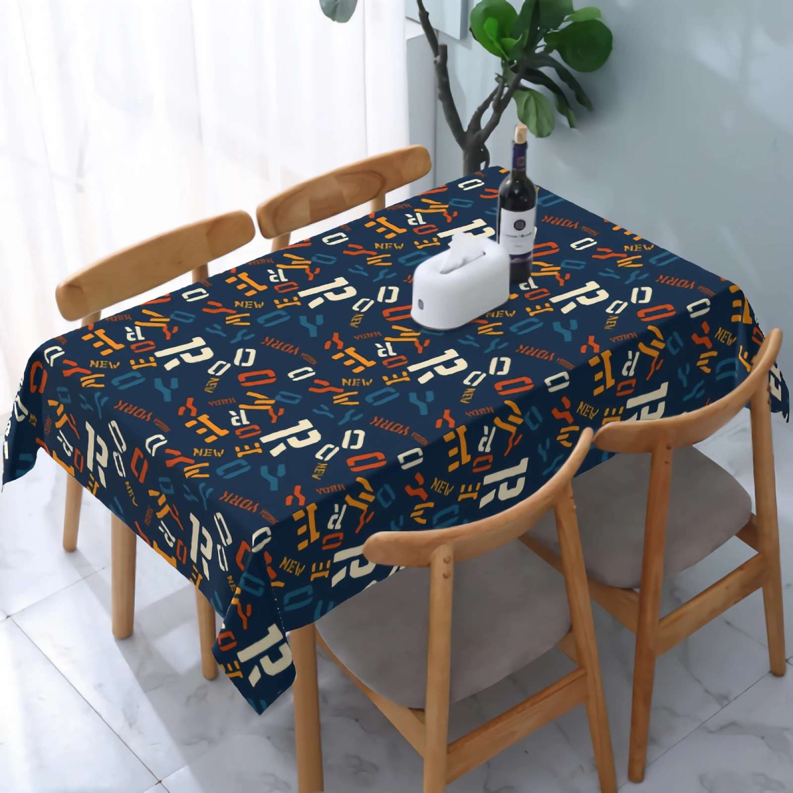 

Colorful Letters Tablecloth Washable Stain and Wrinkle Resistant Water-Proof Table Cloth for Dining Table Party Decor 54x72 Inch