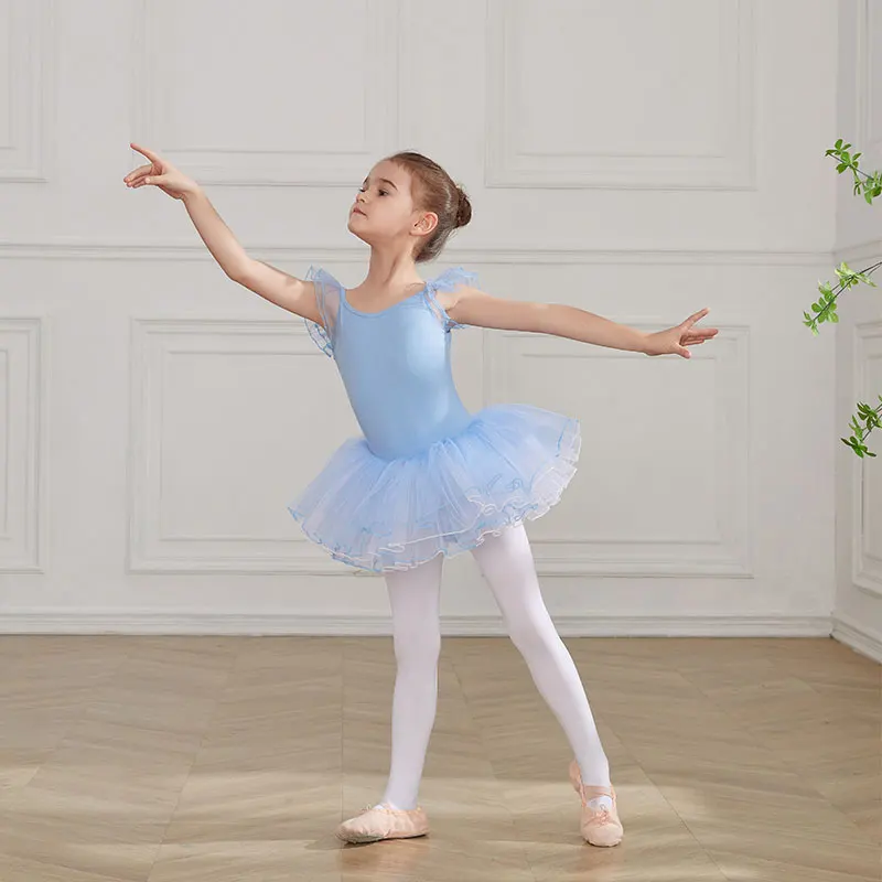 AOQUNFS Girls Ballet Tutu Dress Kids Gymnastics Leotards Tulle Skirt Cotton Dance Bodysuits Pink Swan Lake Ballet Costumes