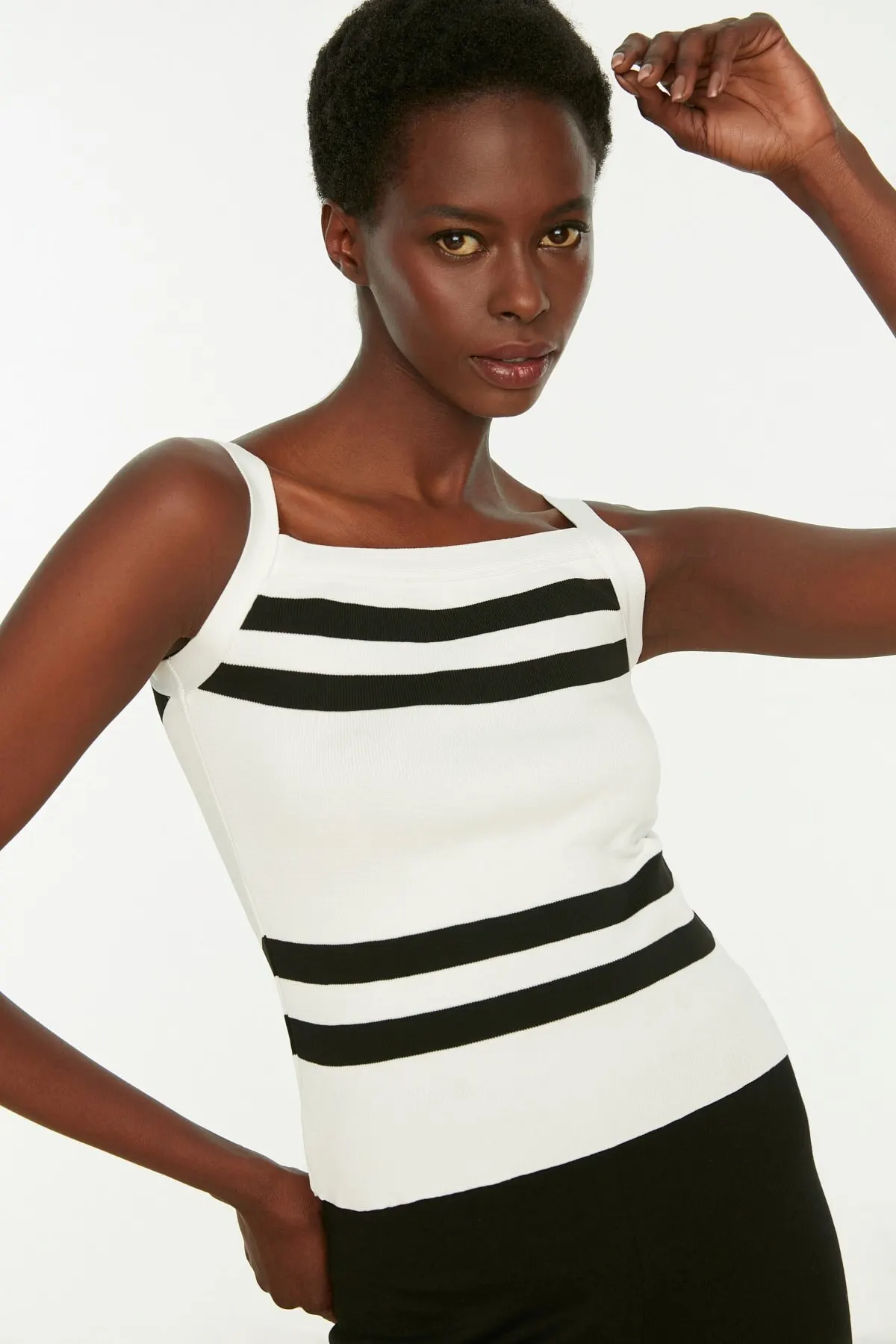 

Women's Summer Crop Top Blouse Ecru Striped sportswear Blouse Casual Tank Top Vest Blouse