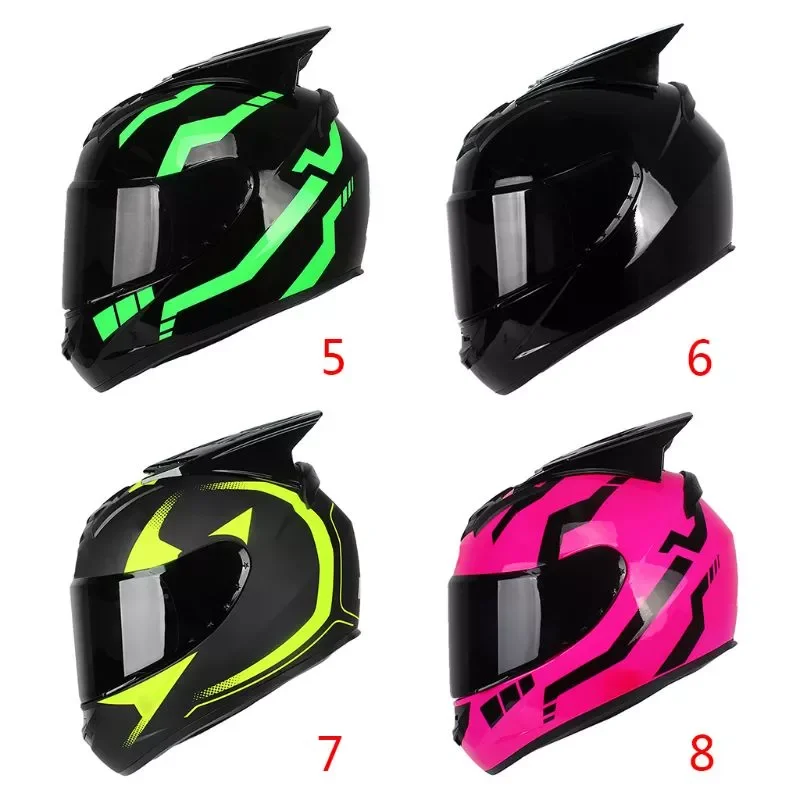 Enlarge Motorcycle Helmet Women Men Moto Helmet Moto Ear Helmet Personality Full Face Motor Helmet 4 Colors Pink Yellow Black Green