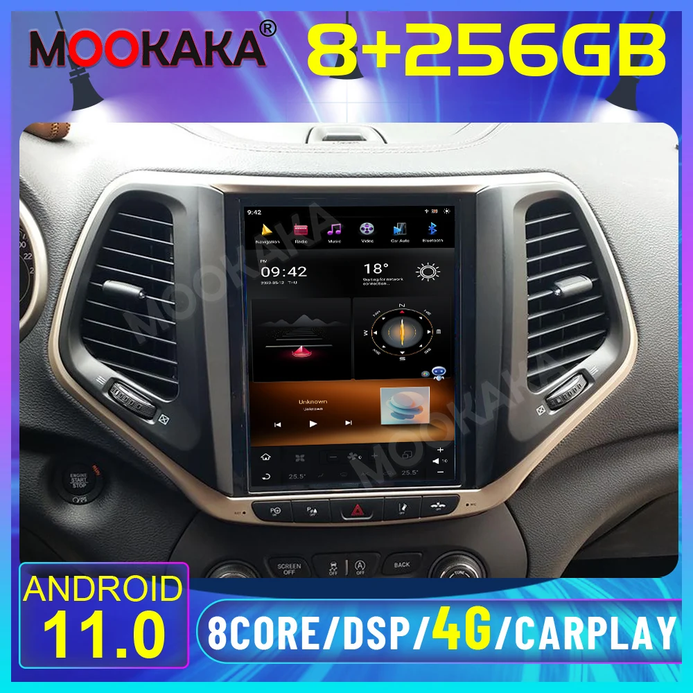 

Android 11.0 8+256GB Tesla style 10.4"Car Player For Jeep Grand Cherokee 2014-2018 Car GPS Navi CarPlay Head Unit DSP Stereo