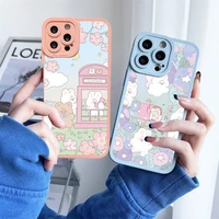 cute scene rabbit phone case for iphone 13 12 11 pro max 8 7 plus se 2020 x xs xr lens protection soft silicone back cover shell