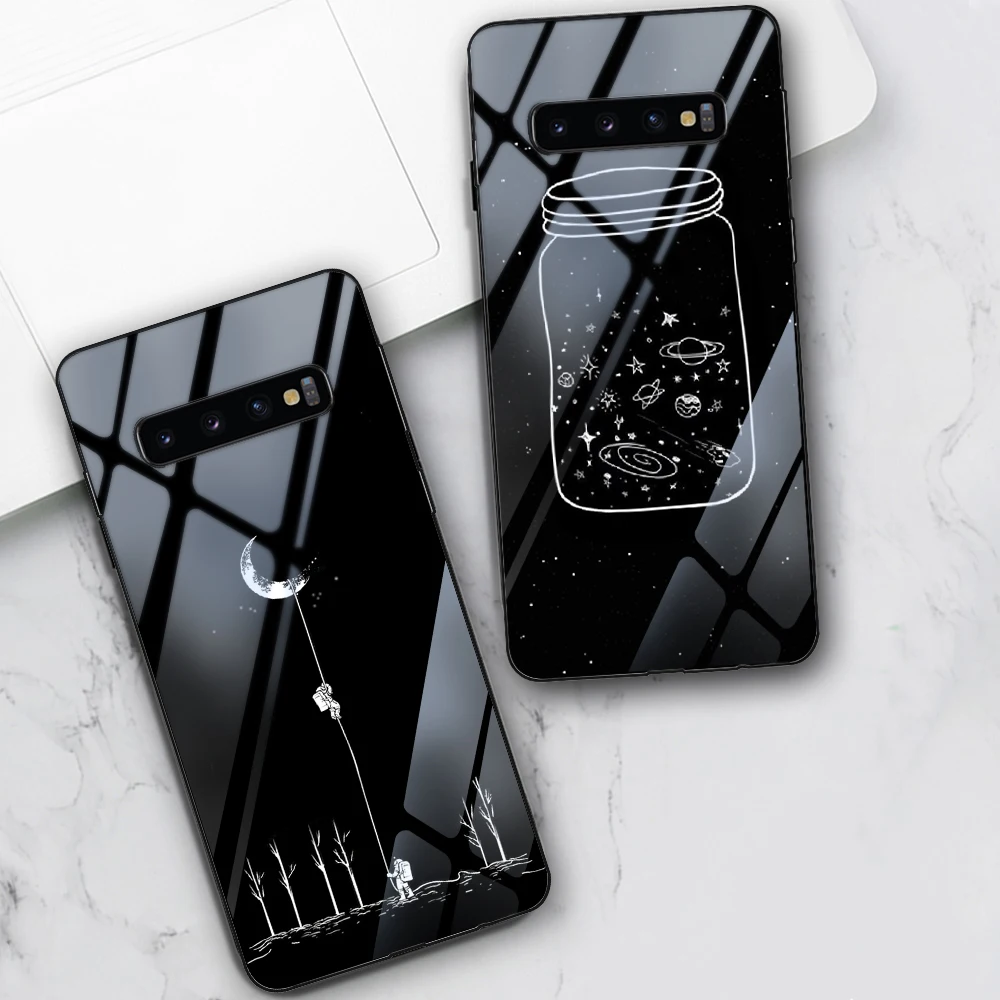 

Space Starry Case For Samsung Galaxy S22 S10 S9 S10e S20 FE Ultra A51 A71 A50 A40 A20E A70 A30 Note 20 10 9 Plus Tempered Glass