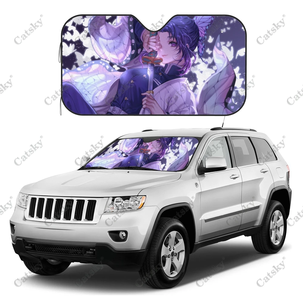 

Demon Slayer Kochou Shinobu Car Sunshade Interior Accessories Folding Sunscreen Anti-UV Pattern Printing Gift Sunshade