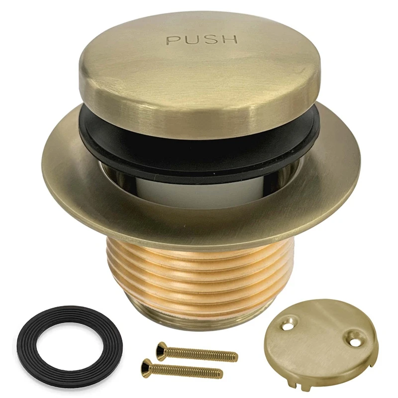 

Tub Drain Kit Tip Toe Bathtub Drain Kit With Two-Hole Overflow Faceplate, Bathtub Drain Trim Set Assembly Bronze Gold