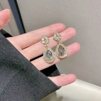 s925 super flash with diamond drop earrings for women korean universal earrings european exaggerated earrings earclip