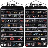 80 pockets double sided hanging jewelry organizer holder for bracelet earring ring necklace storage accessories