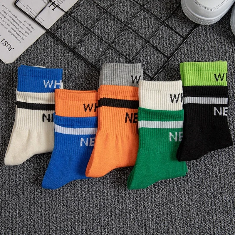 

Spring and autumn women's socks Ins fashion letter cotton socks Men's sports letter false Two-piece socks harajuku fashion socks