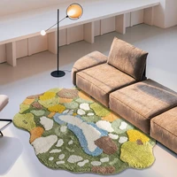 nordic green series 3d handmade tufting runner rug pastoral style irregular shaped decorative carpetkids room floor mat