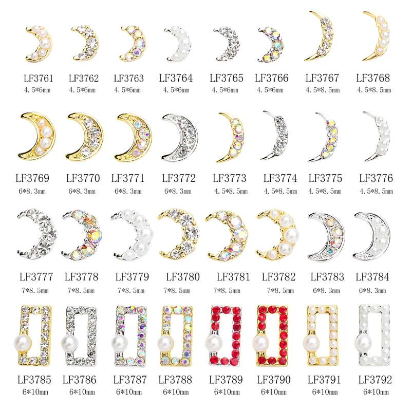 

20pcs Nail Jewelry Moon Japanese Small Jewelry Nail Sticker Diamond Pearl Nail Decorative Accessories Diy Metal Nail Diamond