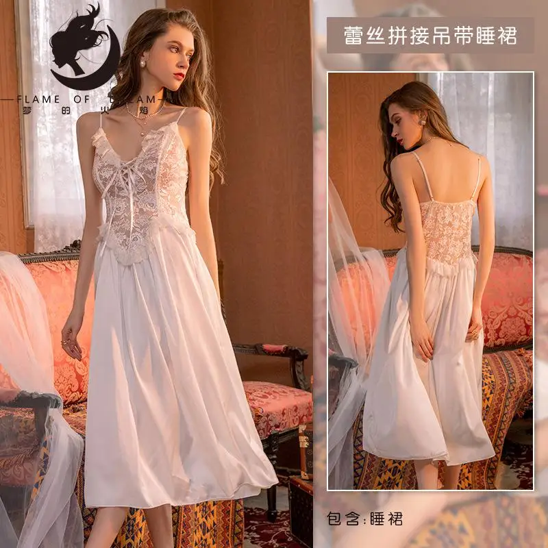Flame Of Dream Lace Satin Fashion Home Clothes  Suspender Nightdress 22895