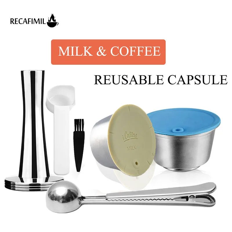 Cápsula reutilizable de café con Crema y filtro de leche, acero inoxidable, para máquina de café Nescafé, Dolce Gusto, Espresso