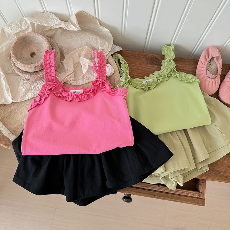 Детские комплекты летняя кофта для девочек с корейским рисунком листьев лотоса