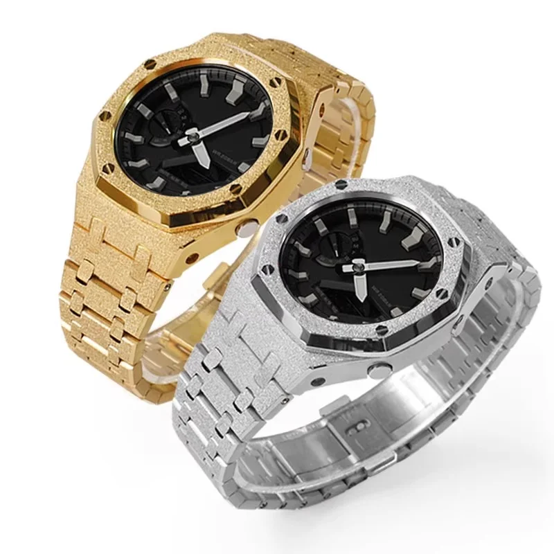 Фото GA2100 Модный комплект, корпус из нержавеющей стали, ремешок для часов Casio G-SHOCK Farm Oak GA-2100 GA-2110 GA-B2100, металлический ремешок для часов с рамкой №5