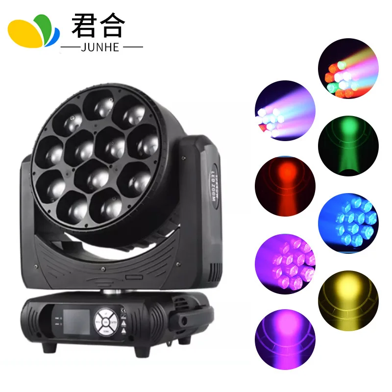 Фото Светодиодный прожектор 12 Eyes 60W с зумом, полноцветный, диммируемый, с подвижной головкой, для KTV, баров, клубов, свадеб, вечеринок и мероприятий №1