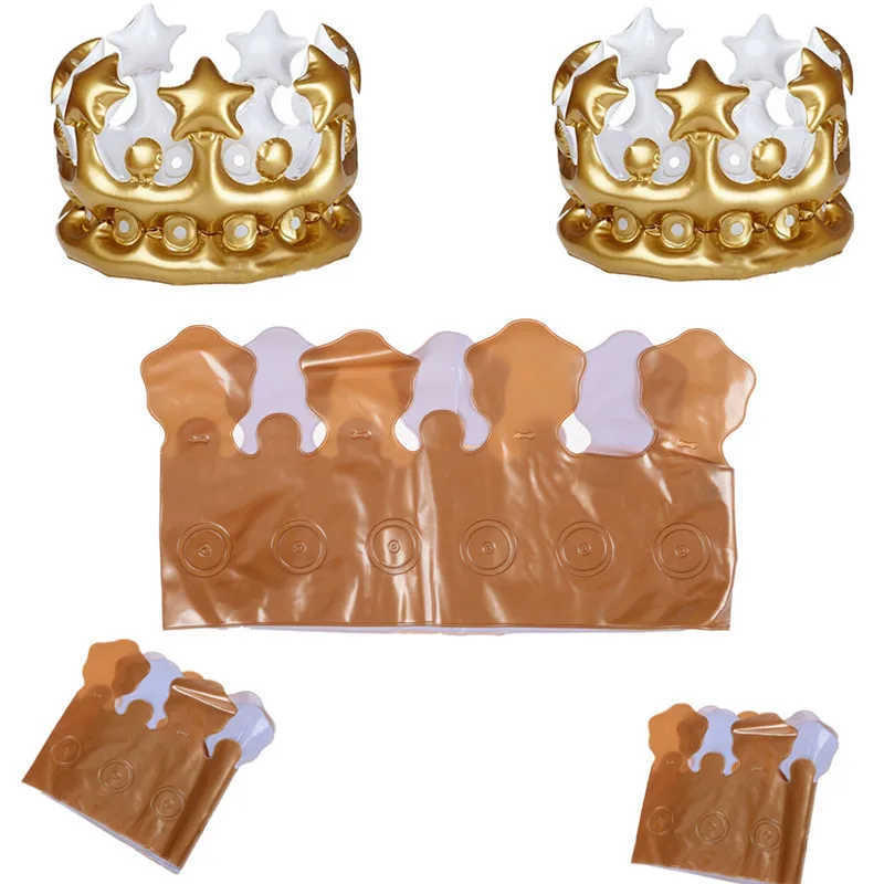 

Creative Inflatable Crown Kids Birthday Party Hats DIY Inflated Cosplay Tools Stage Props Kid Party Supplies