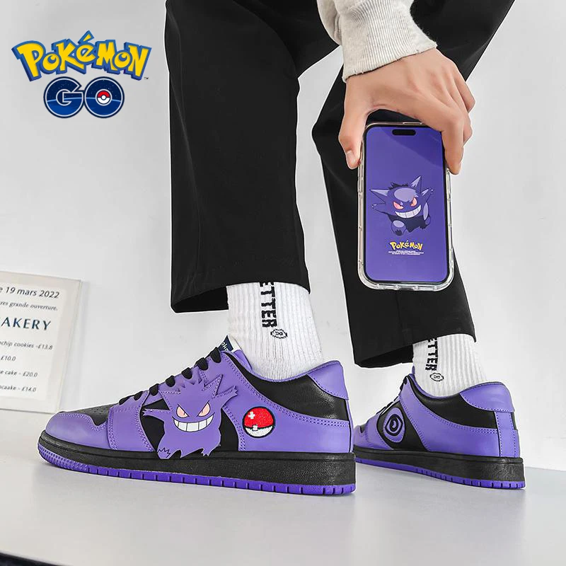 

Pokemon Anime Figure Gengar Purple Basketball Shoe Men Fashionable and Versatile Casual Sneakers Youth Student Birthday Gifts