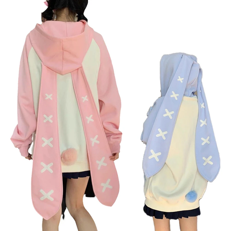 

Yosuga no Sora Cosplay Bunny Girls Rabbit Ears Long Sleeve Hoodie Sweatshirt Sweet Cute Oversized Pullover with Tail Dropship