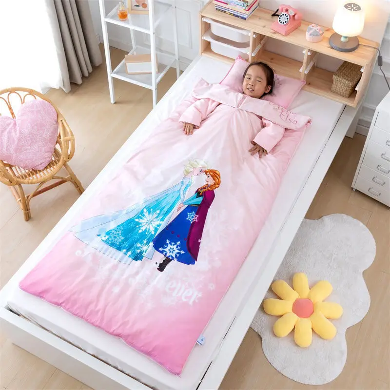 80x150cm Disney Frozen Elsa Kids Sleeping Bag Bunting Bags Anti Kick Quilt Fall and Winter Cotton 0-3-6-12 Years Old