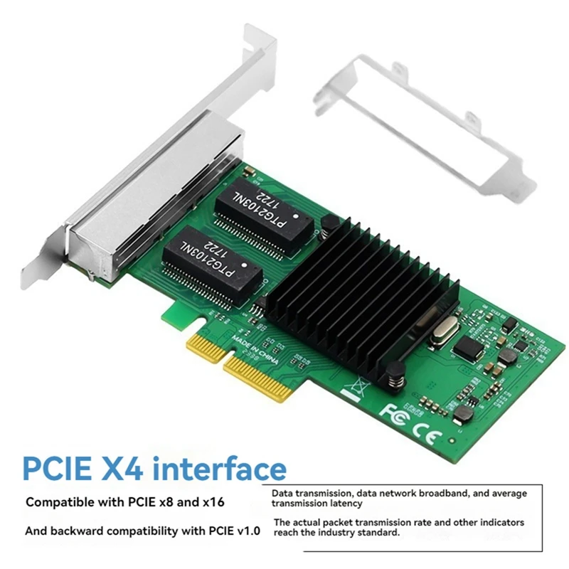4-портовая сетевая карта PCIE X4 RJ45 Lan высокоскоростной Ethernet-адаптер 10/100/1000 Мбит/с