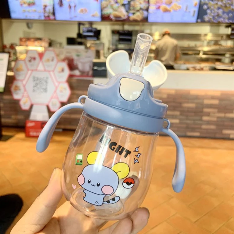 

Baby Learn To Drink Cup Baby Bottles Drinking Cup Cartoon Animal Deer Children's Straw Feeding Leakproof Outdoor Portable 370ml