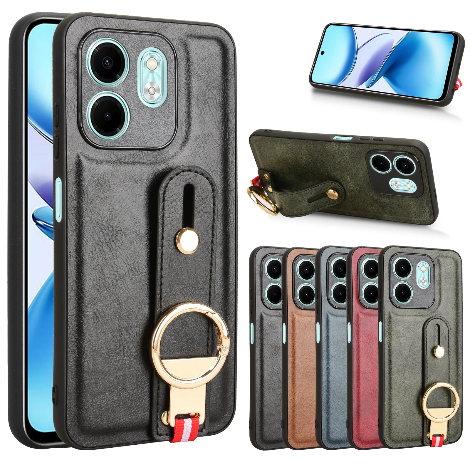 Для Infinix Hot 50i новый противоударный деловой кожаный чехол-браслет для X6531 4G - Цена: 577