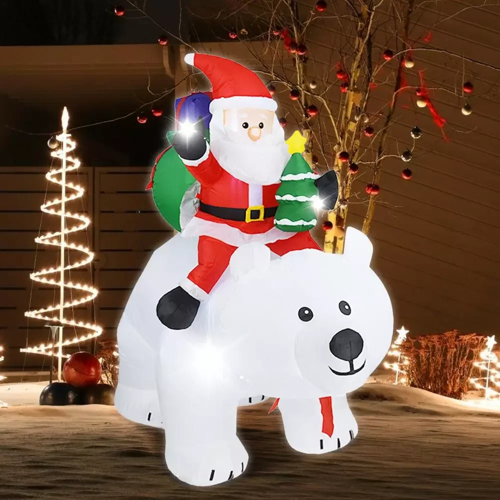

5,8 футов, светящийся надувной Санта-Клаус, полярный медведь, Рождественское украшение, уличный сад, Санта-Клаус, надувная кукла, украшение