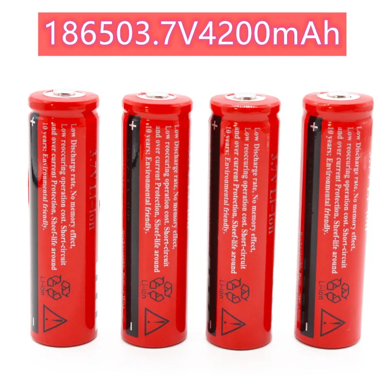 

18650 Battery 3.7V4200mah Rechargeable Lithium Battery LED Flashlight Cylindrical Battery High Power Long Life Battery Wholesale