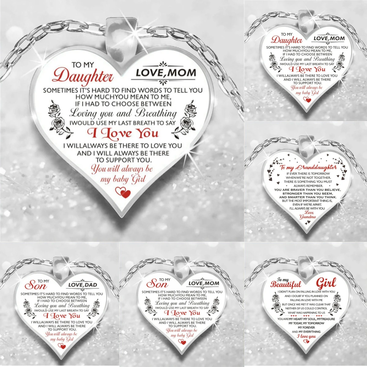 

Exquisite Butterfly Necklace For Women Girls Love You Heart Pendant To My Daughter Son Necklace Family Gifts