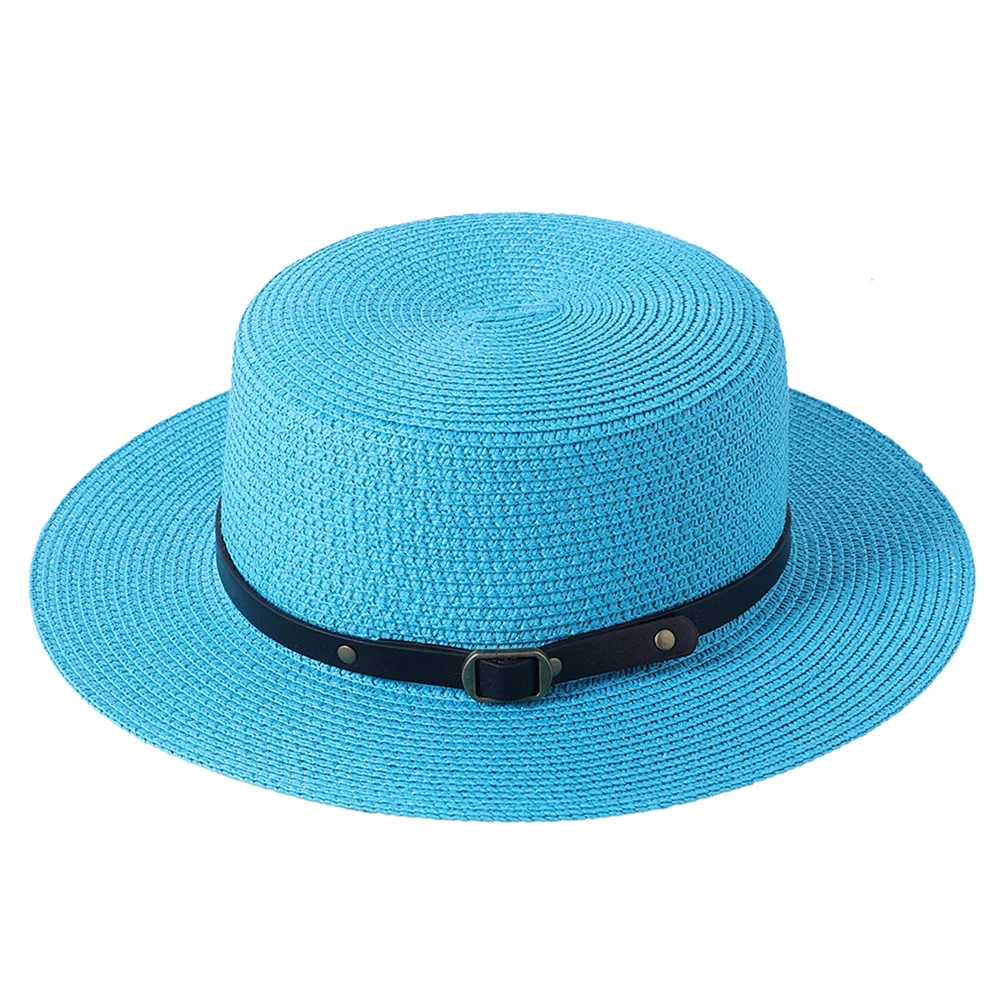 Шляпа Douhoow женская Соломенная с широкими полями и ремешком-гвоздиком
